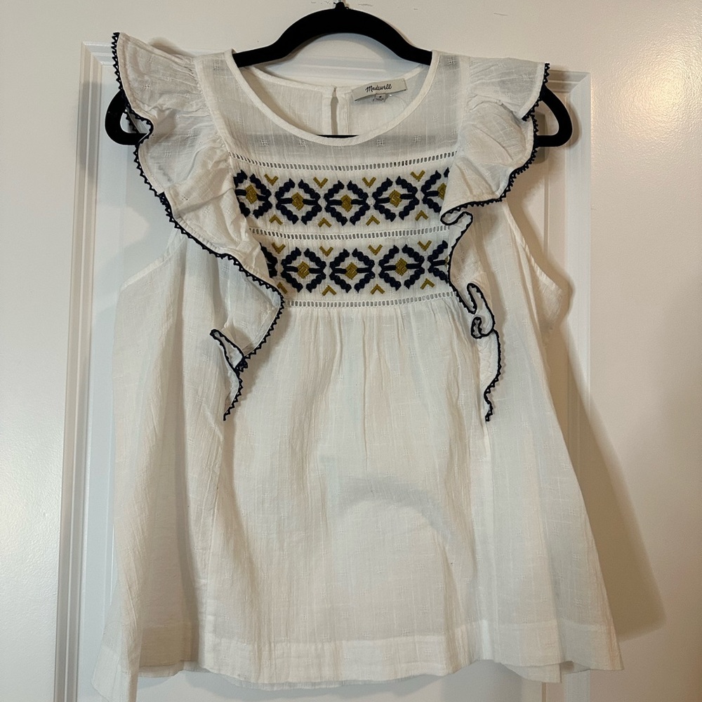 NWT - Madewell Cotton Sleeveless Embroidered Top, Size M